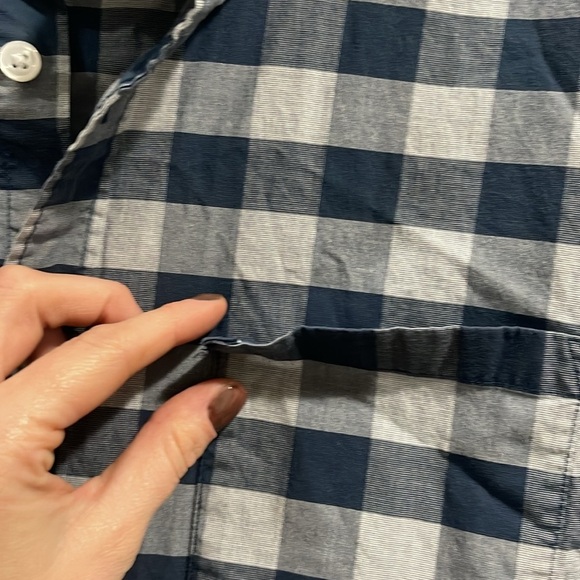J.Crew Flex Button Down Shirt navy and grey plaid - Picture 5 of 6